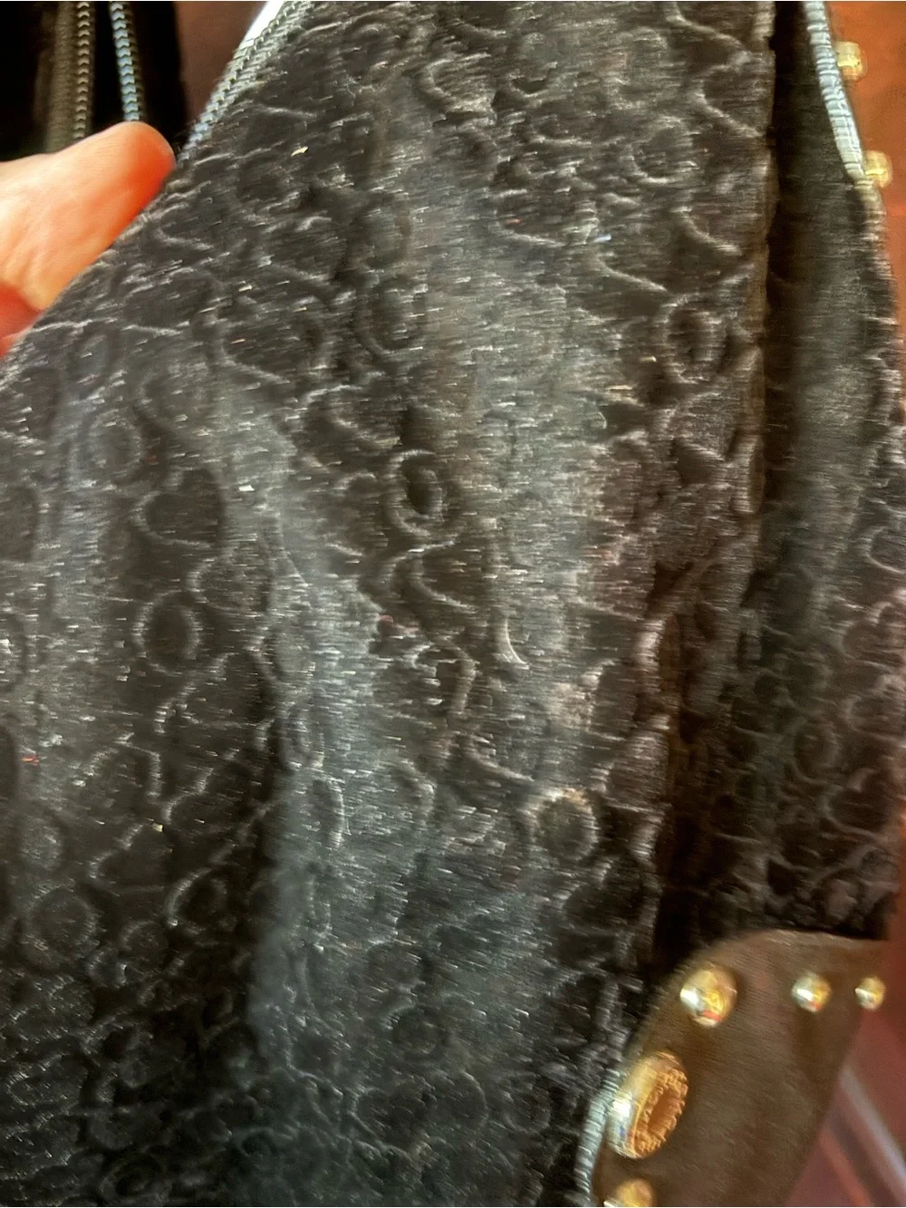 XOXO Black Hobo Bag with Stud Accents velvet feel - vintage Y2K